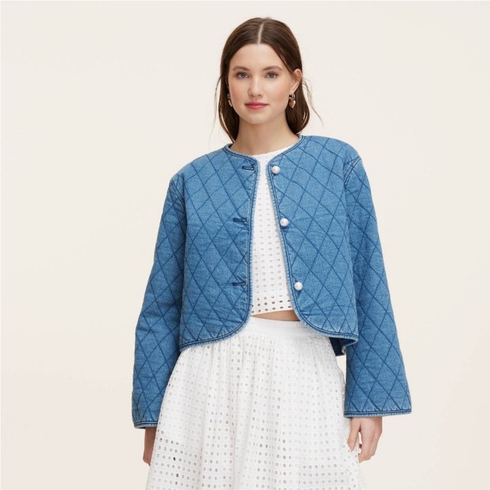 Kate Spade x Target Quilted Denim Jacket Size L